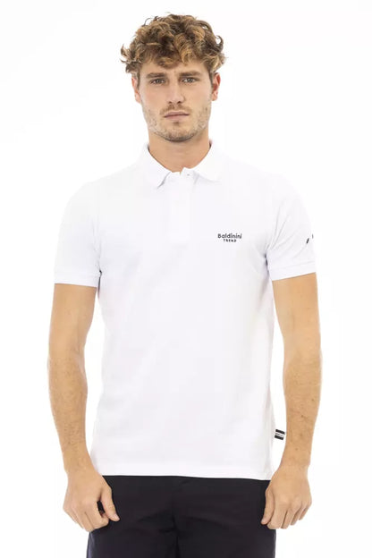 Elegante zwarte geborduurde katoenen polo