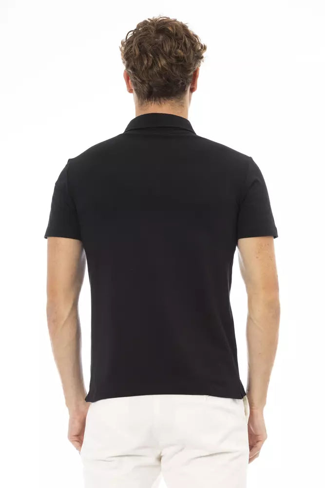 Elegant zwart geborduurd poloshirt