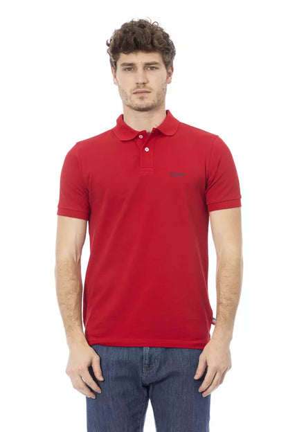 Elegante polo de algodón rojo con bordado elegante