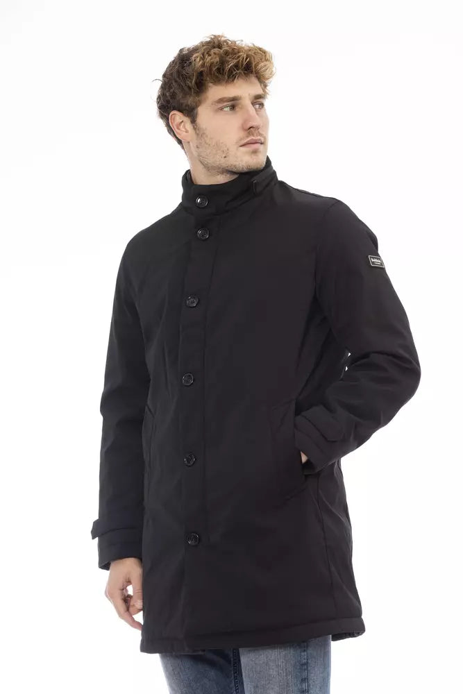 Black Polyester Men Jacket