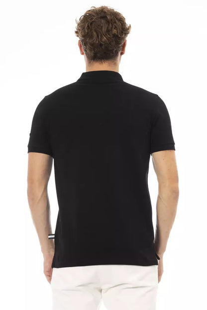 Elegante polo de algodón negro con elegante bordado