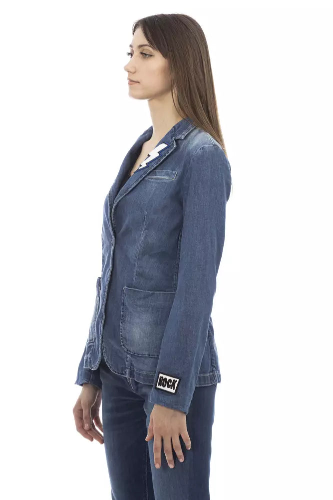 Chaqueta vaquera elegante con patchwork