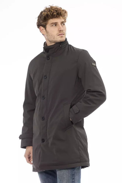 Brown Polyester Men Jacket