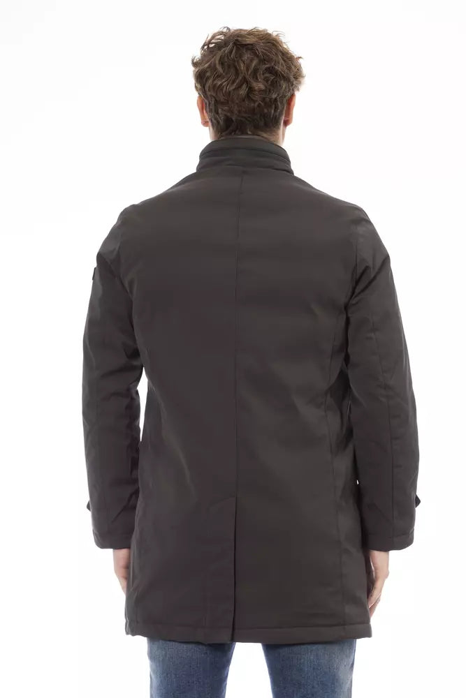 Brown Polyester Men Jacket