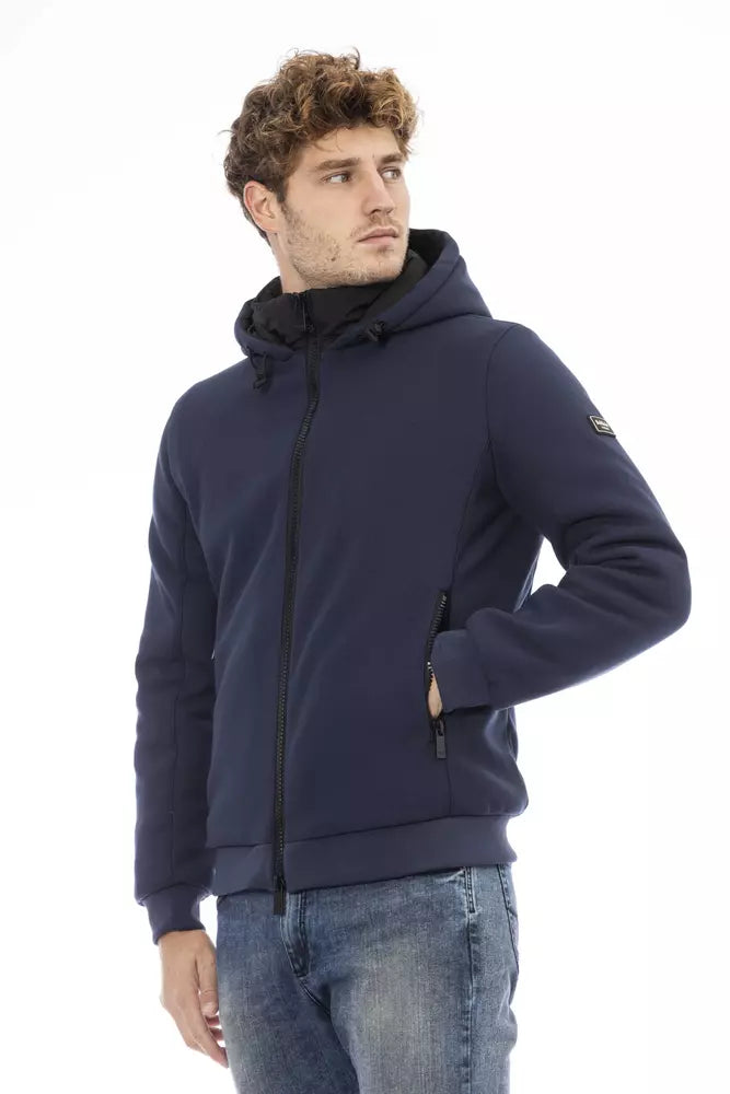 Blue Polyester Men Jacket