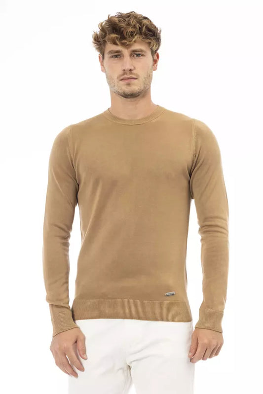 Jersey con cuello redondo de modal-cachemir en beige