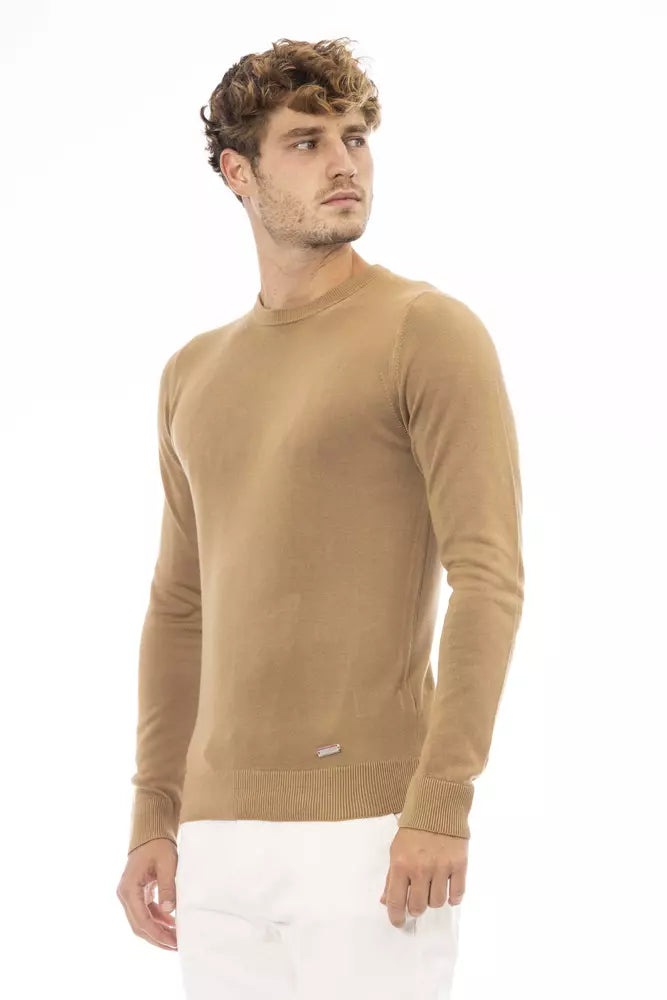 Jersey con cuello redondo de modal-cachemir en beige