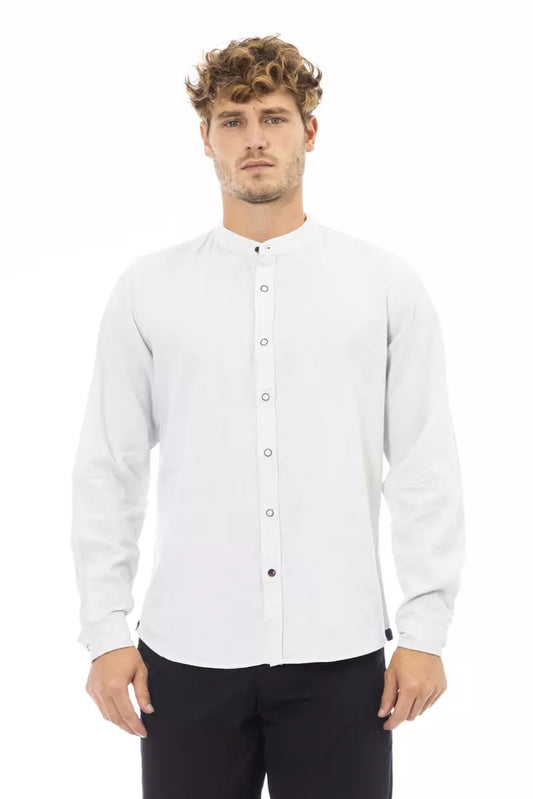 camisa de hombre elegante con cuello mandarín