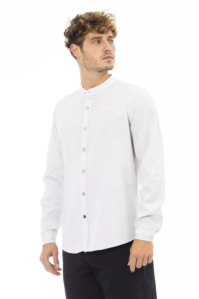 camisa de hombre elegante con cuello mandarín