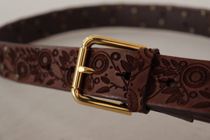 Elegante leren riem met gegraveerde gesp