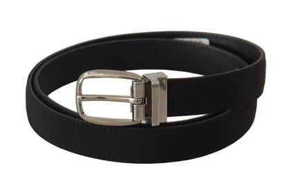 Elegante riem van zwart canvas en leer