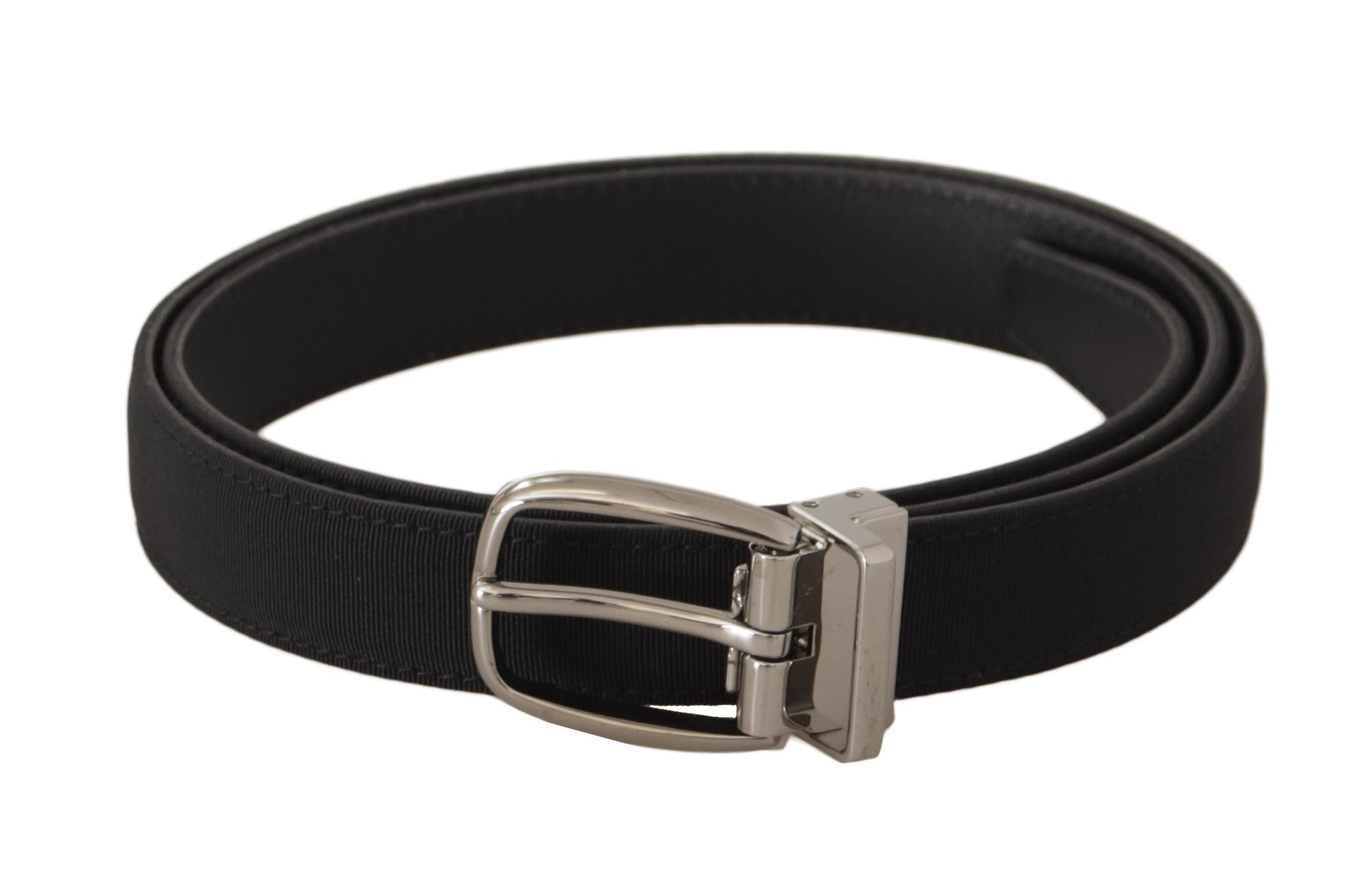 Elegante riem van zwart canvas en leer