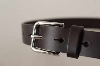 Elegant Leather Belt With Logo Buckle