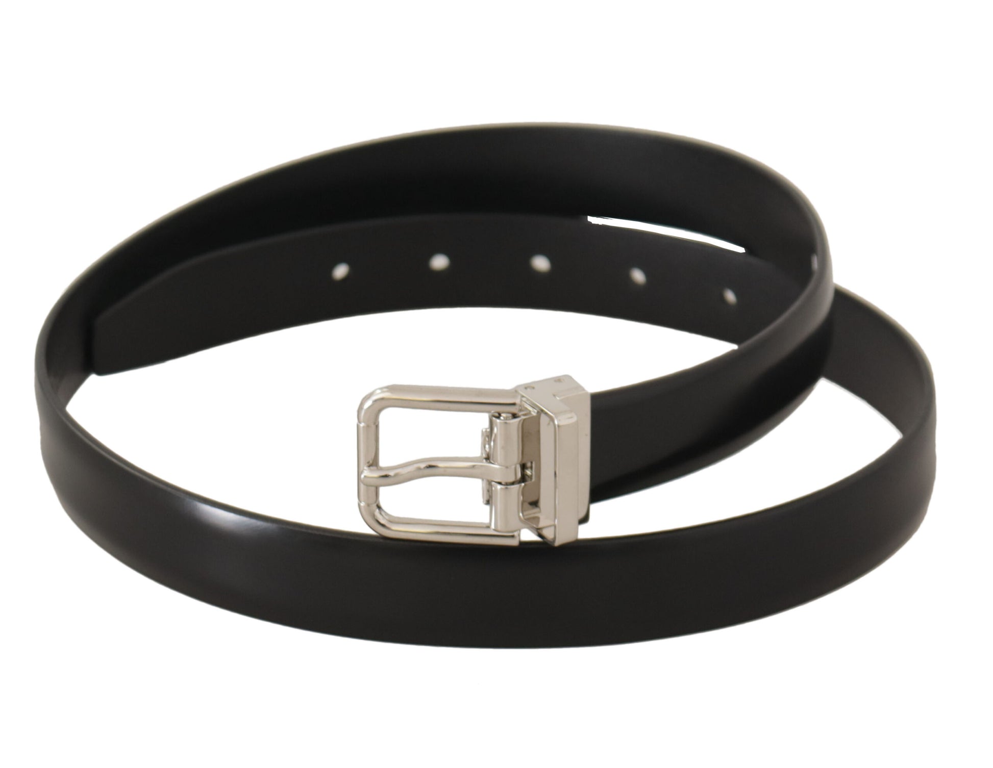 Elegante zwarte leren riem met metalen gesp