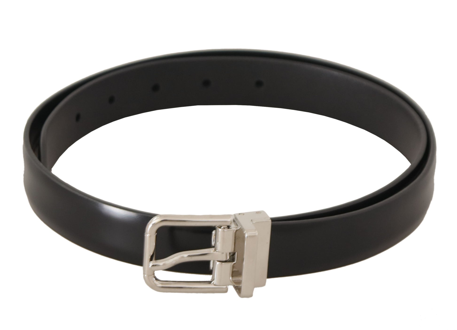 Elegante zwarte leren riem met metalen gesp