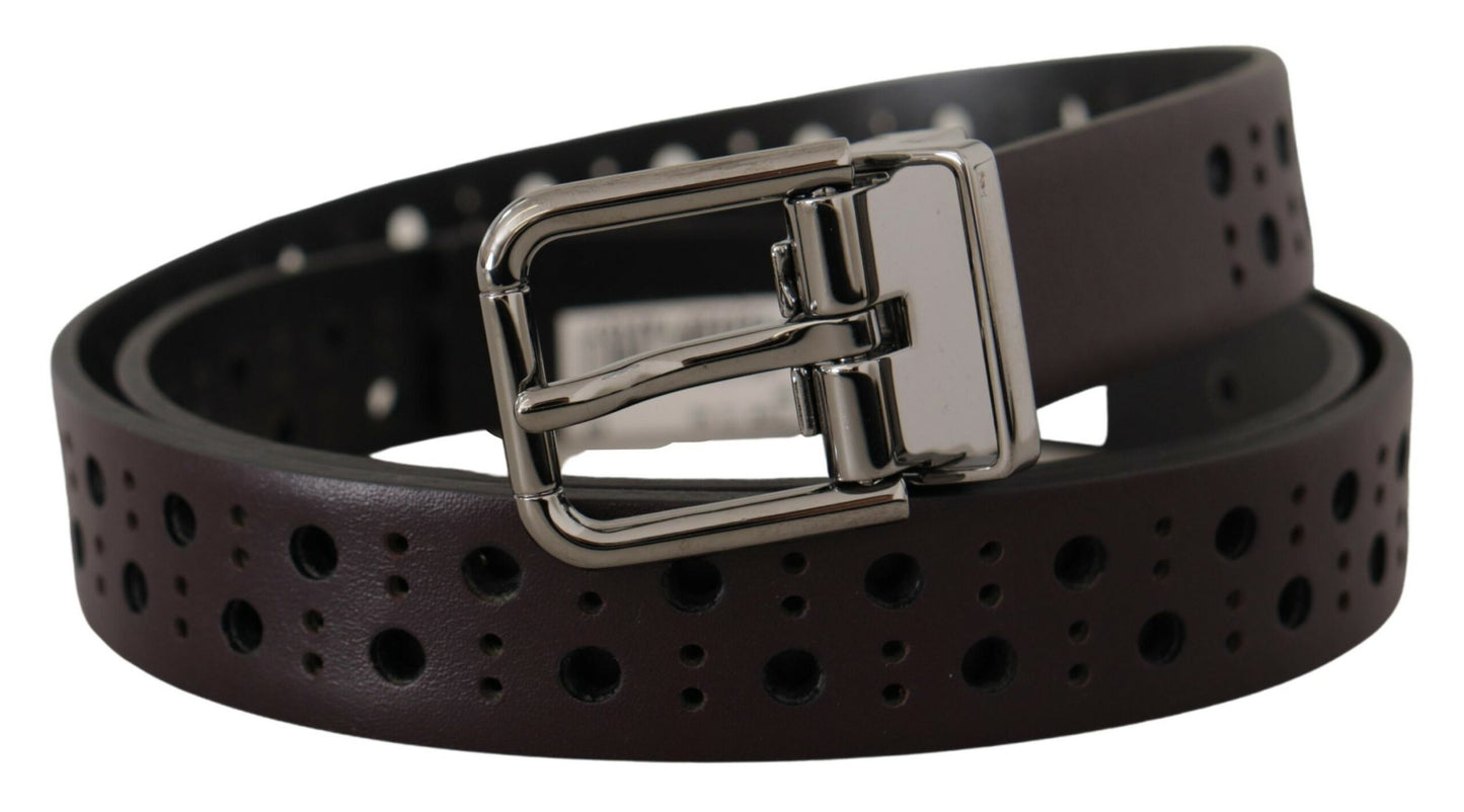 Elegante donkerpaarse leren riem