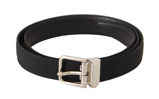 Elegante riem van zwart canvas en leer