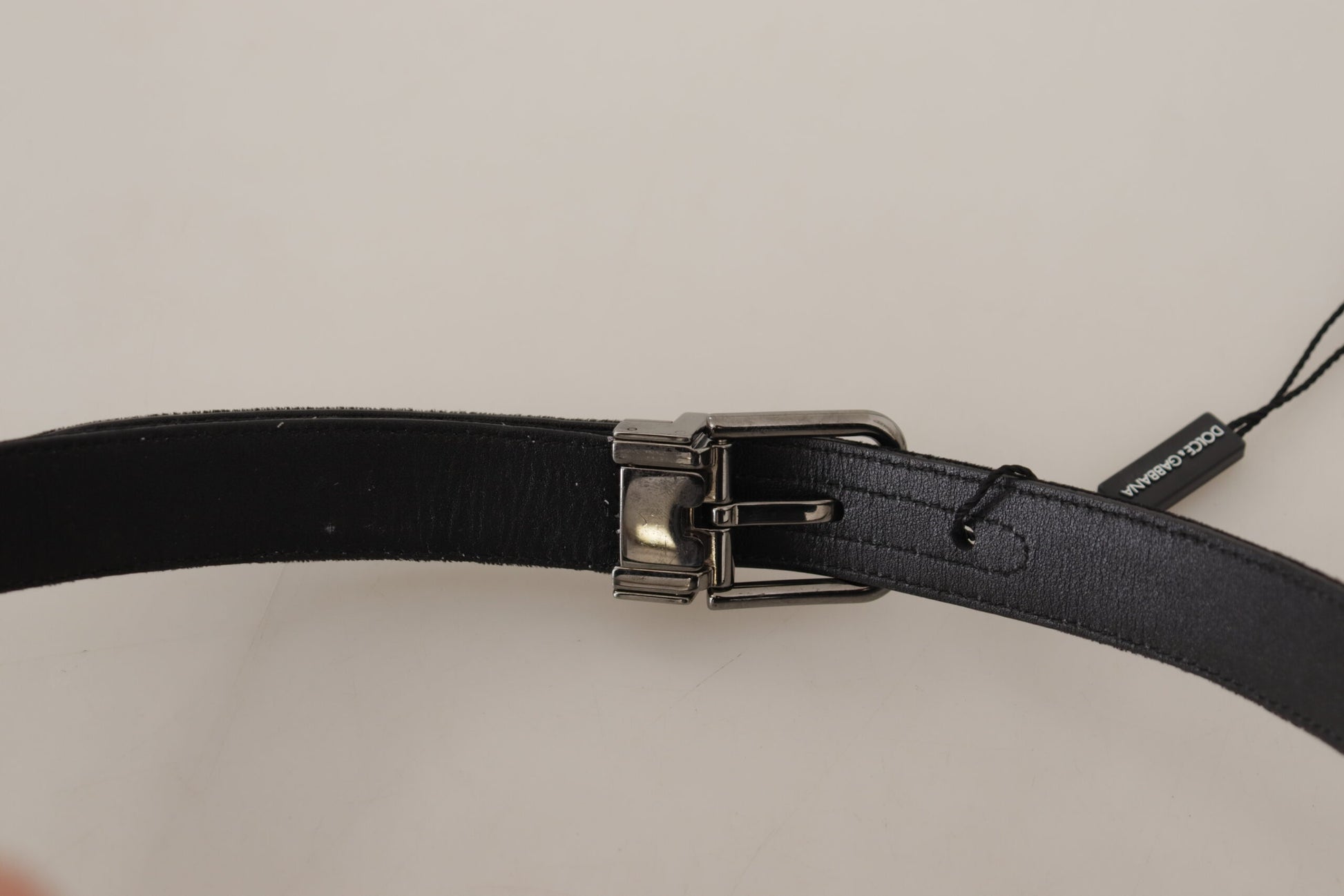 Elegante zwarte katoen-leer D&amp;G riem