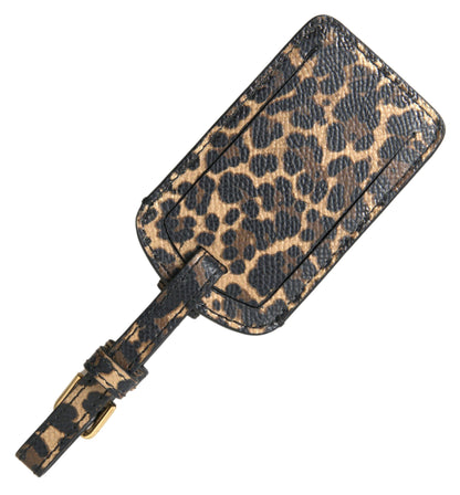 Etiqueta de equipaje elegante de cuero de leopardo