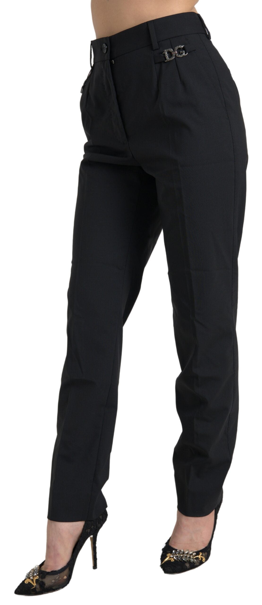 Elegant High-Waist Tapered Wool Pants