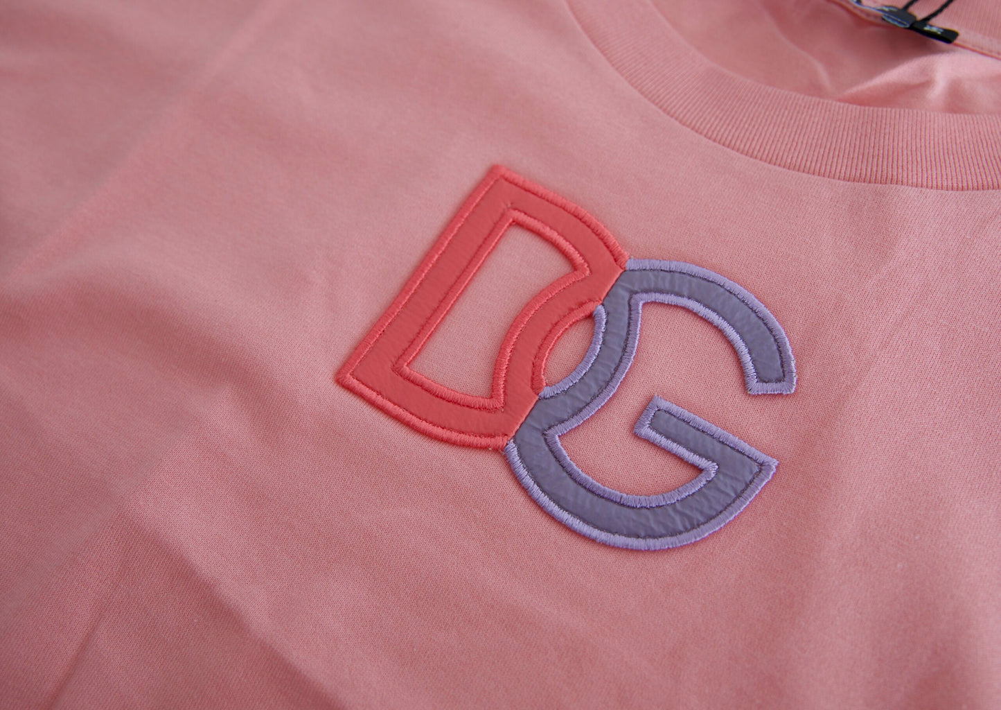 Roze katoenen tank-T-shirt met DG-logo en ronde hals