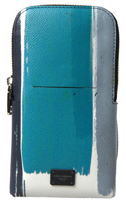 Elegante leren crossbody-telefoontas in blauw en wit