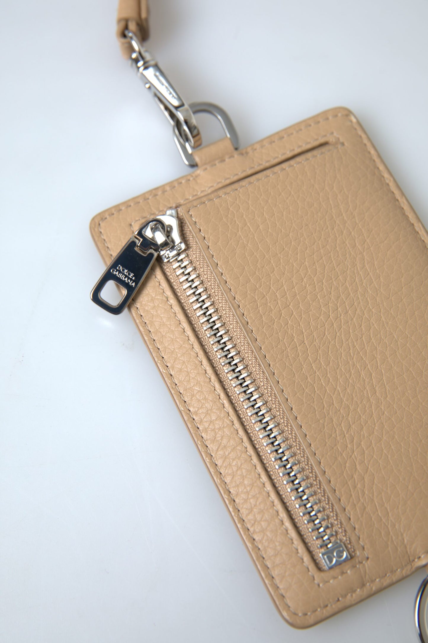 Elegante Cartera Tarjetero de Piel Beige