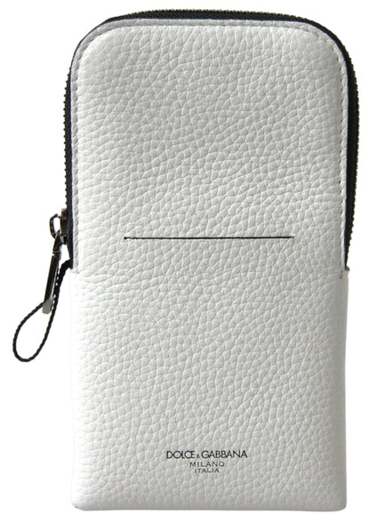 Elegante witte lederen telefoon crossbody tas