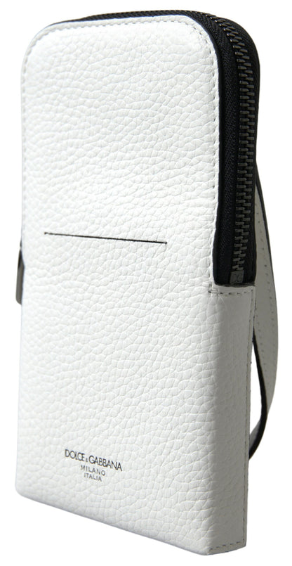 Elegante witte lederen telefoon crossbody tas