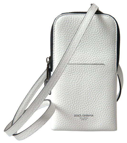 Elegante witte lederen telefoon crossbody tas