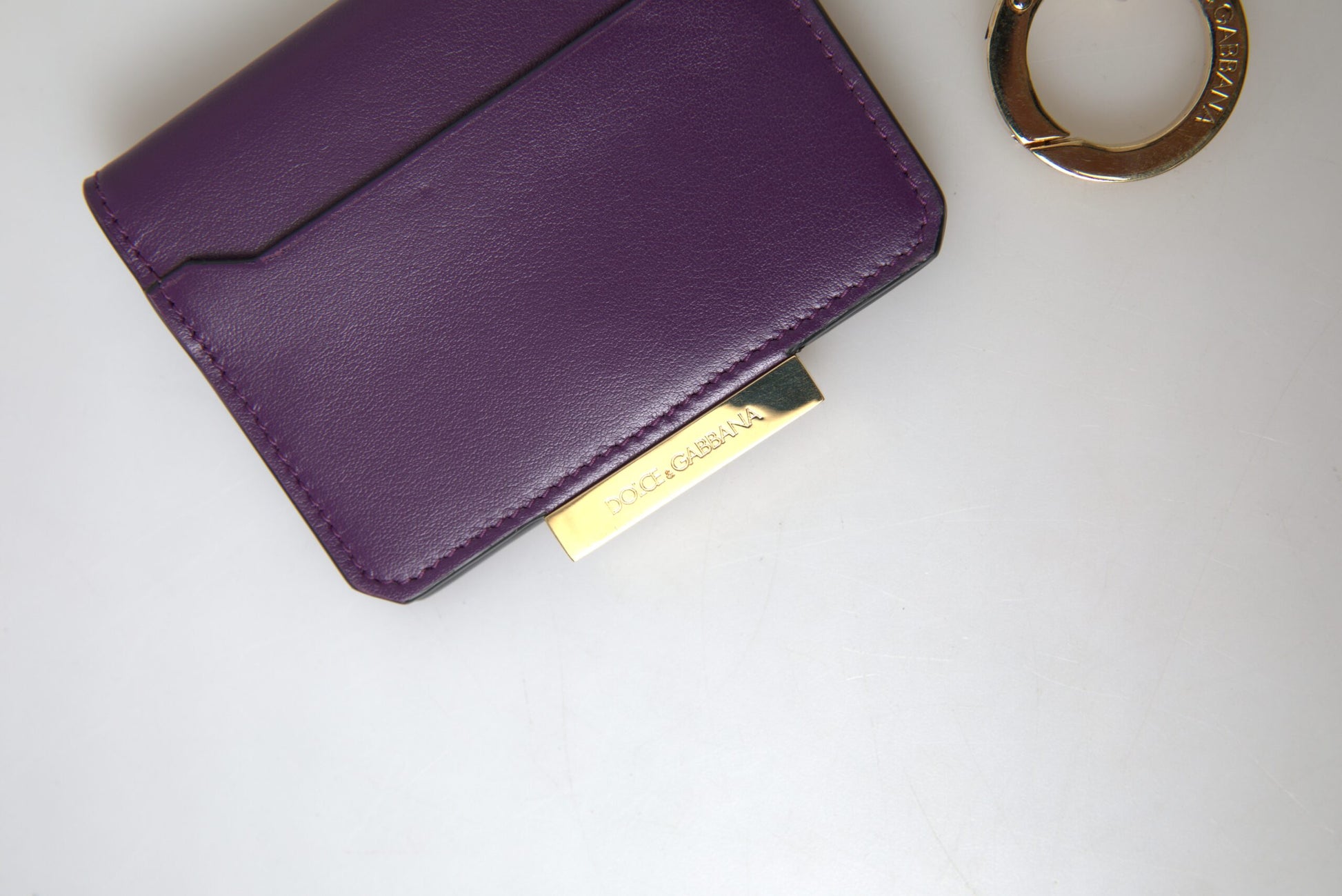 Purple Leather French Flap Wallet