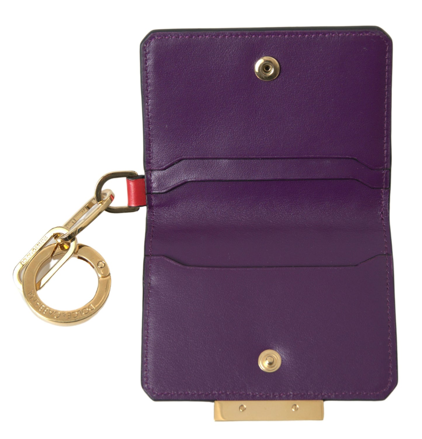 Cartera con solapa francesa de piel morada