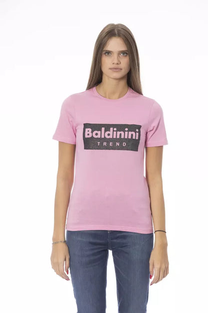 Pink Cotton Women T-Shirt