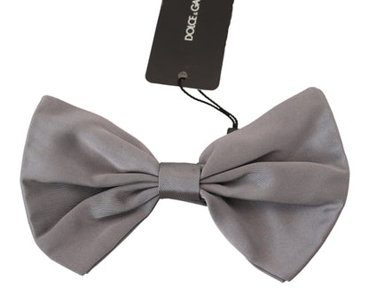 Elegant Silver Gray Silk Bow Tie