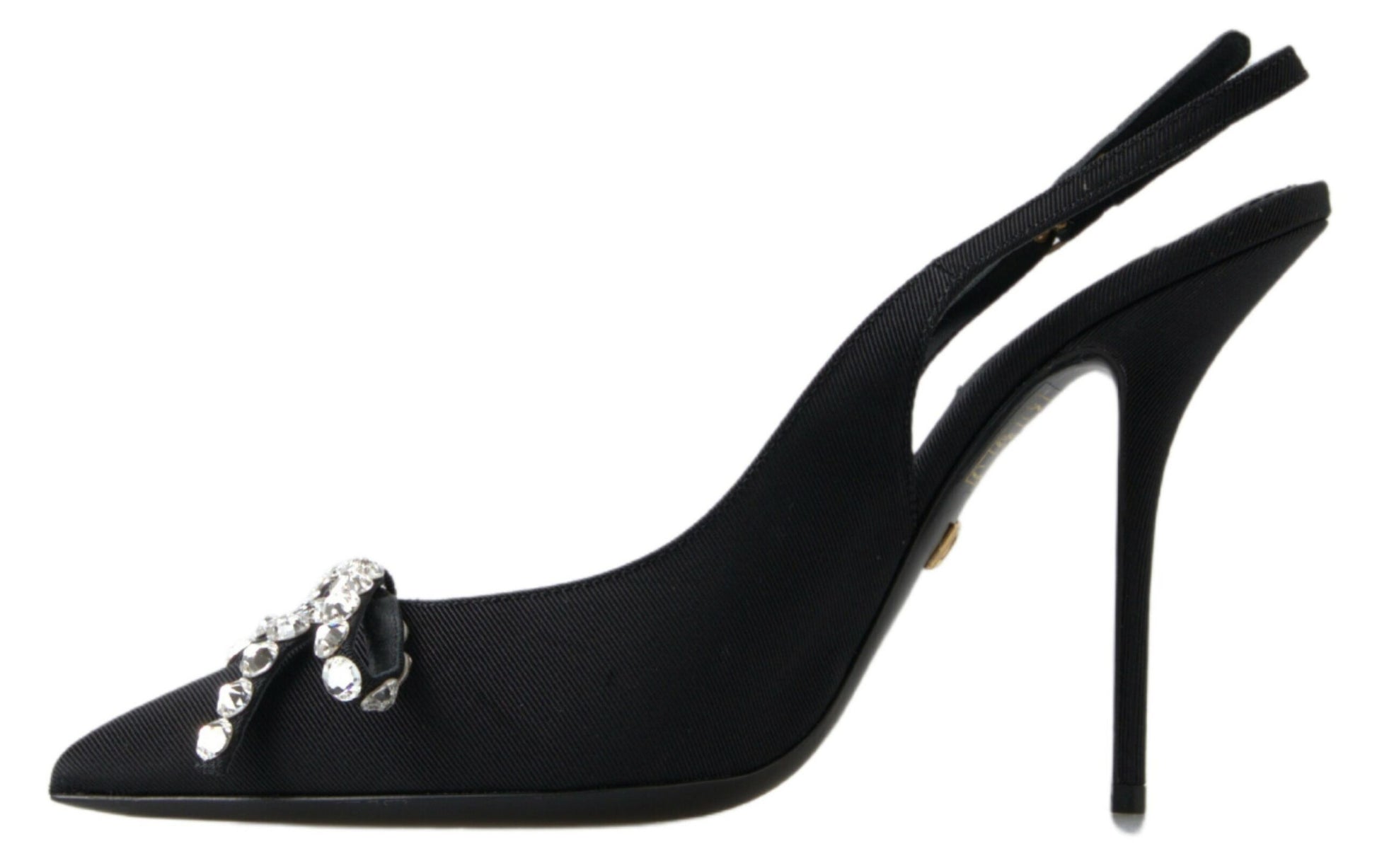 Verfraaide zwarte slingback hakkenpumps