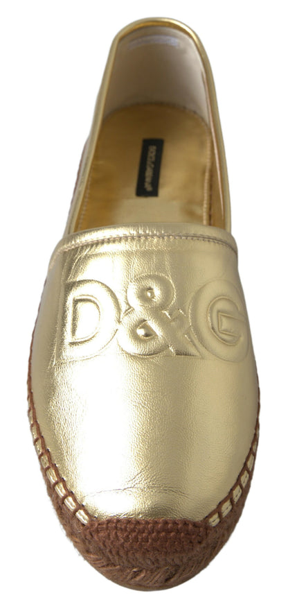 Gouden elegantie lederen espadrilles