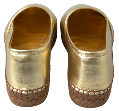 Gouden elegantie lederen espadrilles