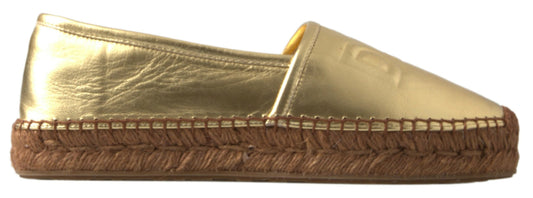 Gouden elegantie lederen espadrilles