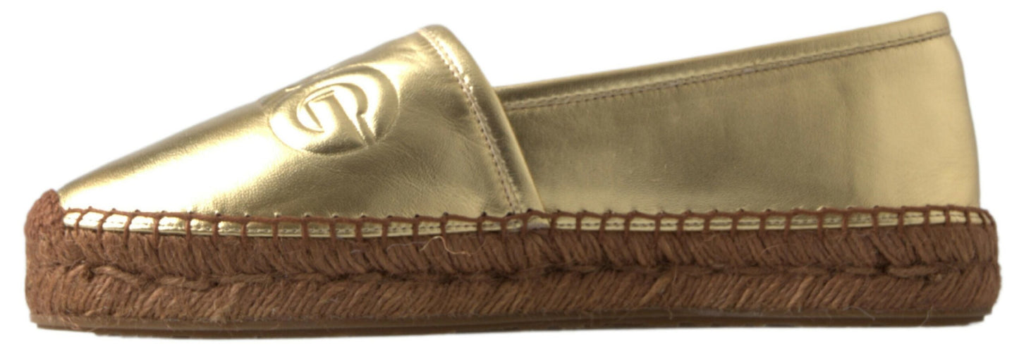 Gouden elegantie lederen espadrilles