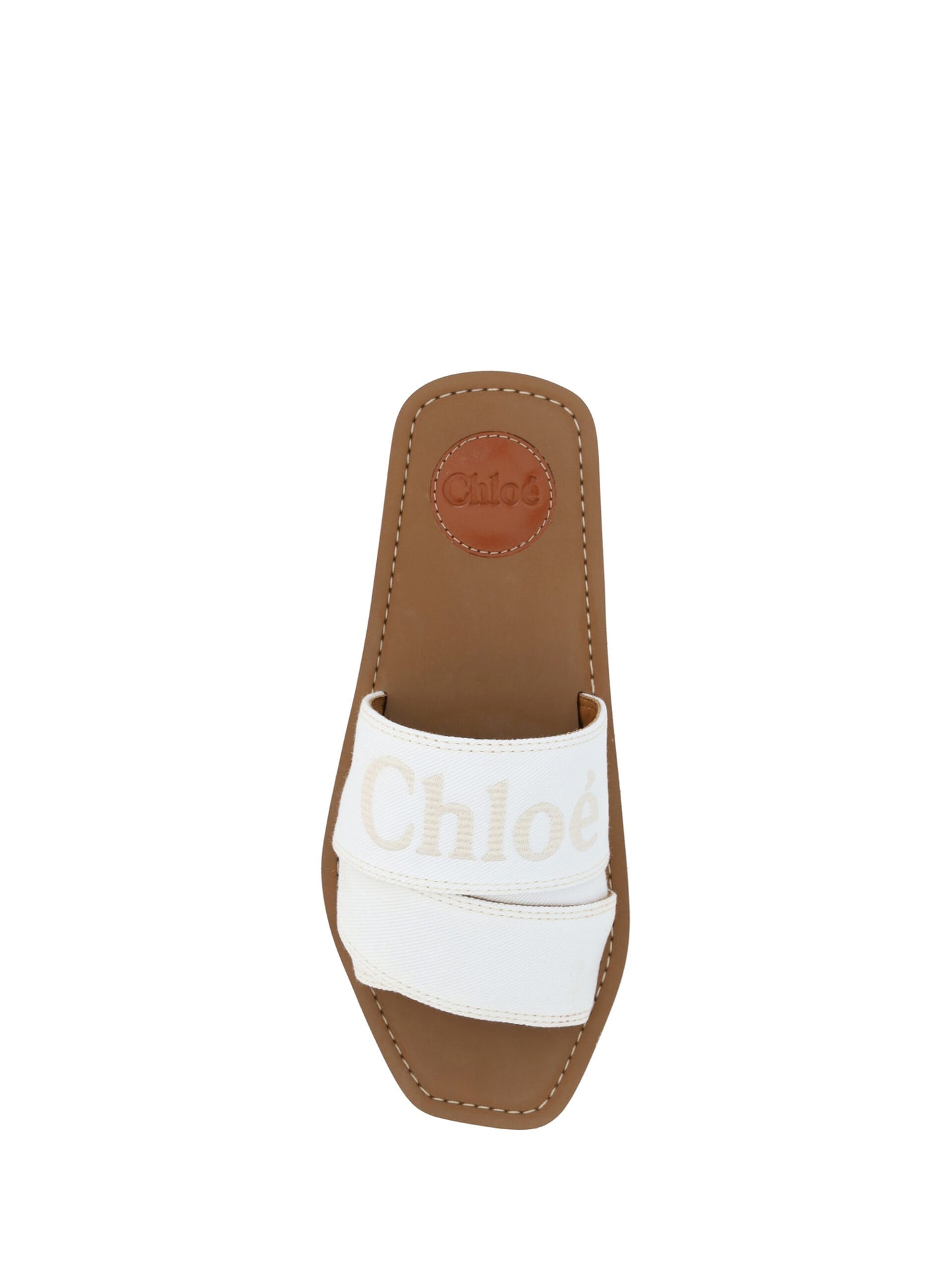 Elegante witte katoenen schuifsandalen