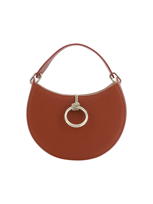 Bolso de hombro pequeño Arlène de piel marrón sepia