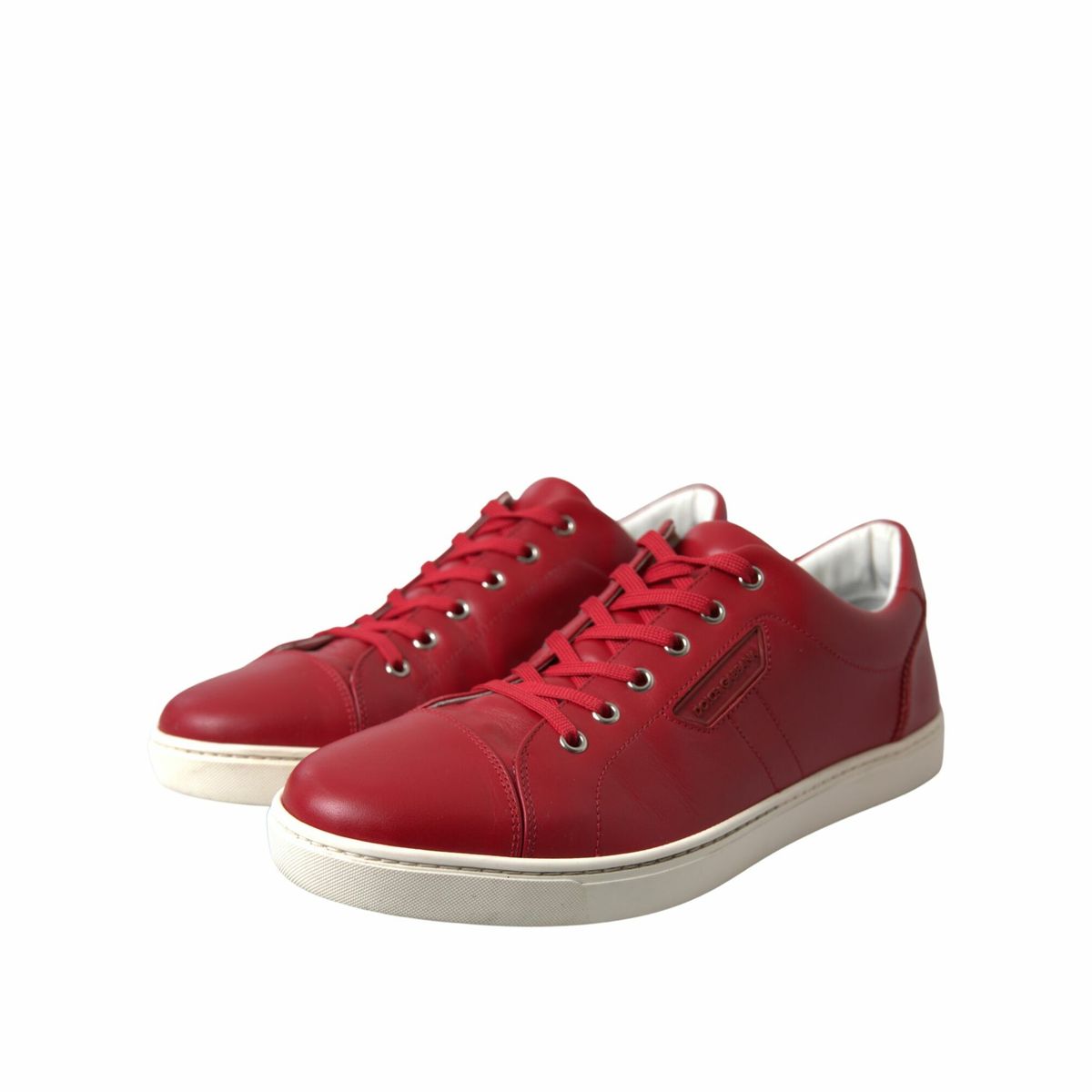 Elegante rode leren lage sneakers