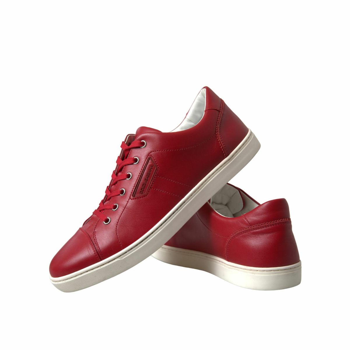 Elegante rode leren lage sneakers