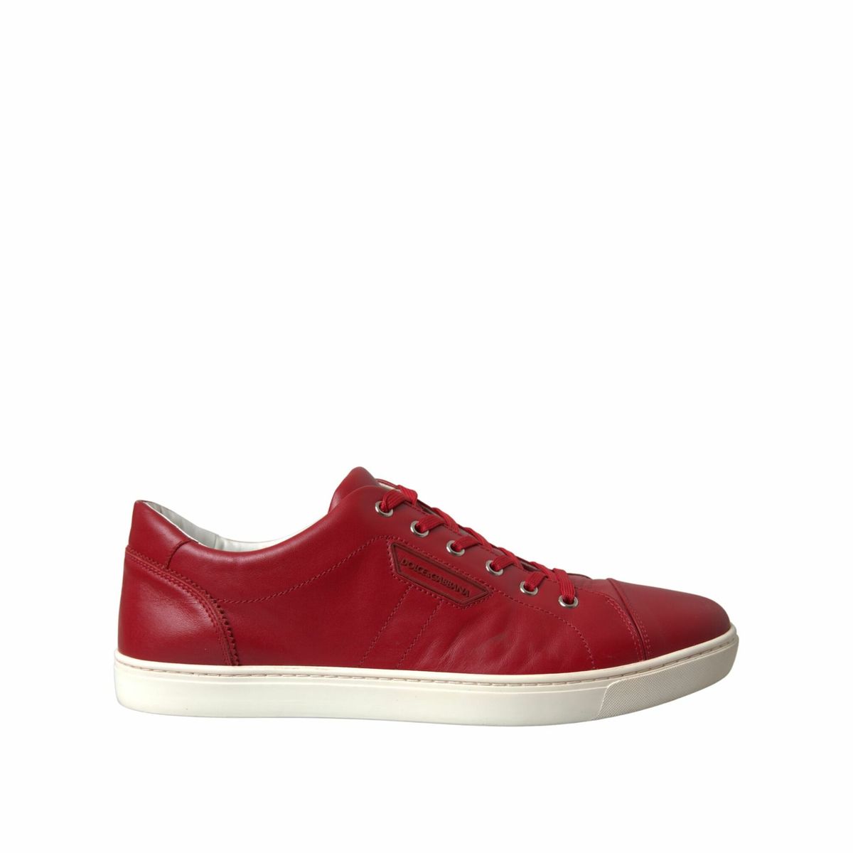 Elegant Red Leather Low Top Sneakers