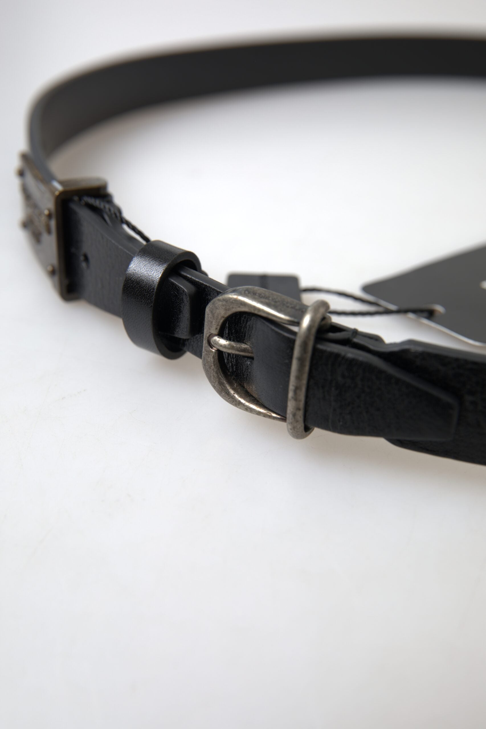 Elegante zwarte leren riem - metalen gespsluiting