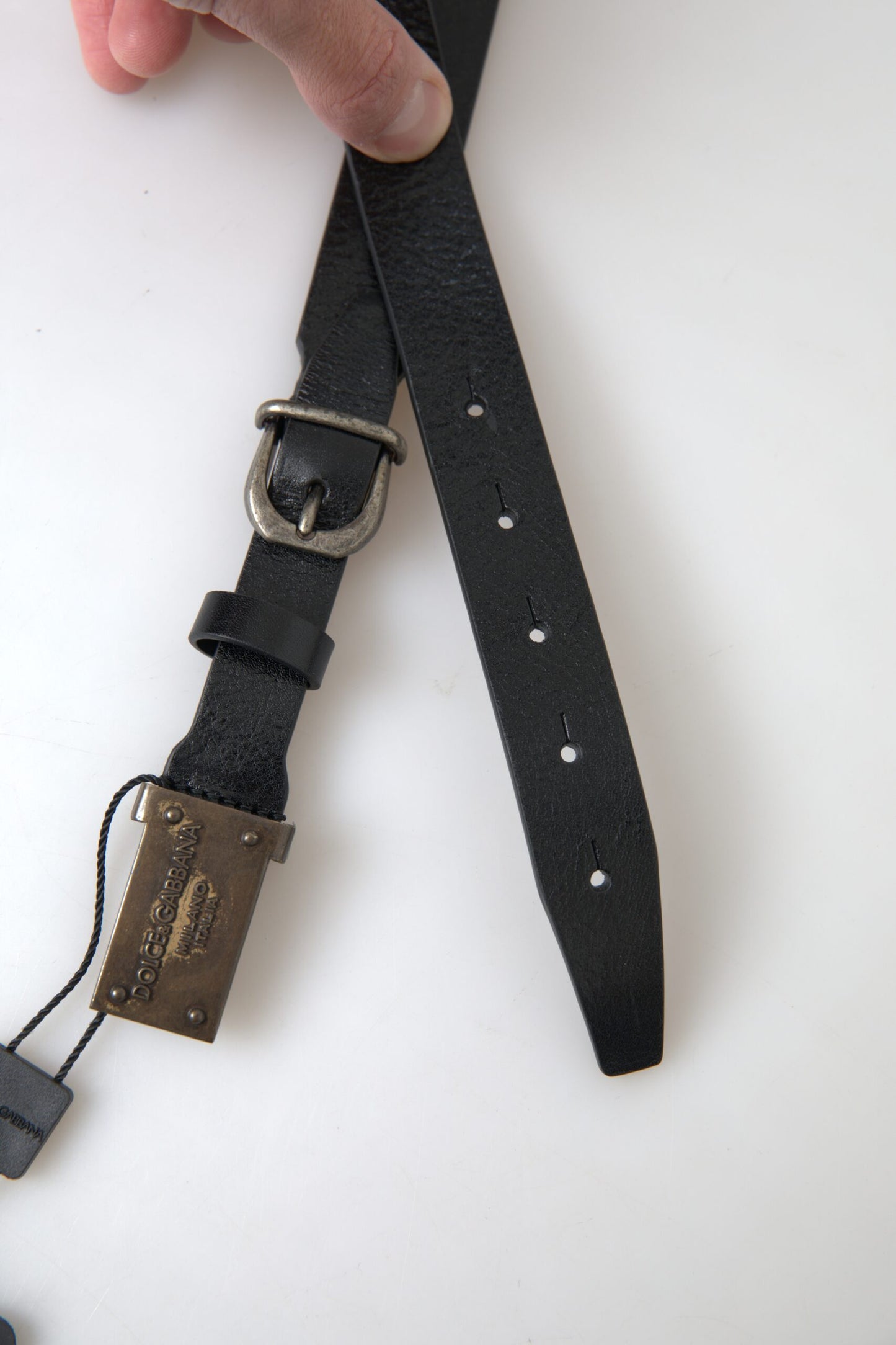 Elegante zwarte leren riem - metalen gespsluiting