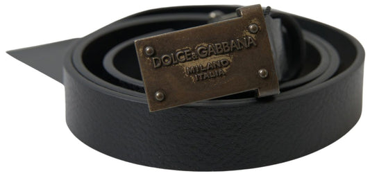 Elegante zwarte leren riem - metalen gespsluiting