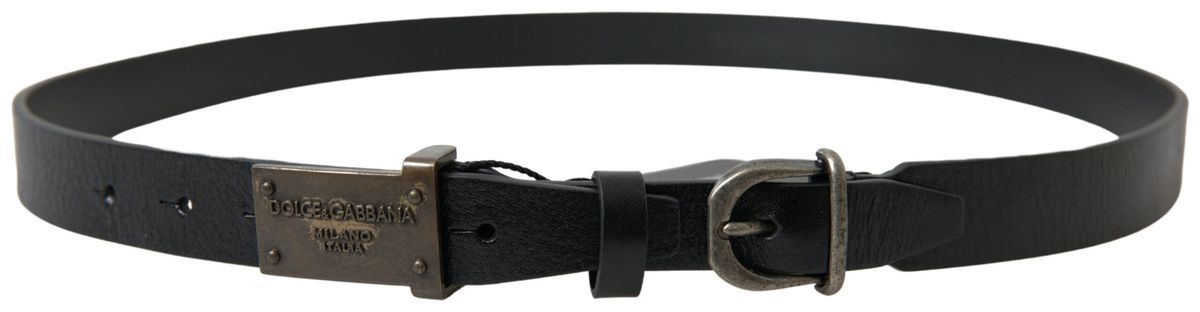 Elegante zwarte leren riem - metalen gespsluiting