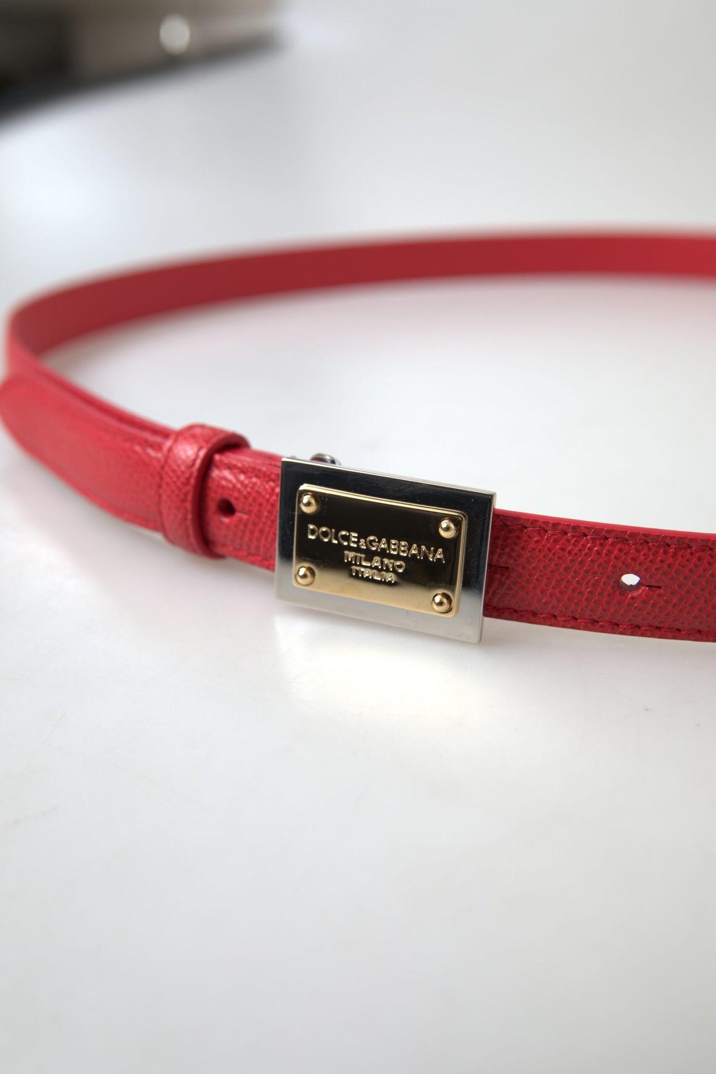 Elegant Red Leather Designer Belt