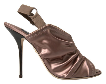 Elegante slingback stiletto hakken in lichtbruin